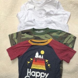 3 white undershirts and 2 tshirts